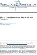 Cover page: How to Teach The Canterbury Tales in (My Own) Translation