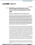 Cover page: Modeling preeclampsia using human induced pluripotent stem cells.