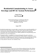 Cover page: Residential commissioning to assess envelope and HVAC system 
performance