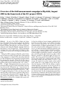 Cover page: Overview of the field measurement campaign in Hyytiälä, August 2001 in the framework of the EU project OSOA