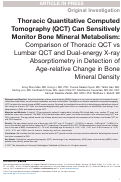 Cover page: Thoracic Quantitative Computed Tomography (QCT) Can Sensitively Monitor Bone Mineral Metabolism: Comparison of Thoracic QCT vs Lumbar QCT and Dual-energy X-ray Absorptiometry in Detection of Age-relative Change in Bone Mineral Density.