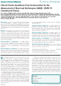 Cover page: Clinical Practice Guidelines From the Association for the Advancement of Blood and Biotherapies (AABB): COVID-19 Convalescent Plasma