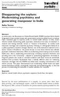 Cover page: Disappearing the asylum: Modernizing psychiatry and generating manpower in India
