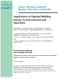 Cover page: Applications of Optimal Building Energy System Selection and Operation