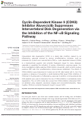 Cover page: Cyclin-Dependent Kinase 9 (CDK9) Inhibitor Atuveciclib Suppresses Intervertebral Disk Degeneration via the Inhibition of the NF-κB Signaling Pathway