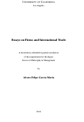Cover page: Essays on Firms and International Trade