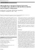 Cover page: MRI classification of interspinous ligament degeneration of the lumbar spine: intraobserver and interobserver reliability and the frequency of disagreement
