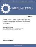 Cover page: What Does Labour Law Have To Say About Especially Vulnerable Women Victims?