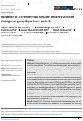 Cover page: Validation of a screening tool for labor and sex trafficking among emergency department patients