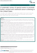 Cover page: A systematic review of special events to promote breast, cervical and colorectal cancer screening in the United States