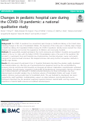 Cover page: Changes in pediatric hospital care during the COVID-19 pandemic: a national qualitative study