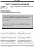 Cover page: Immunocompromised Child on Infliximab: A Case Report of Listeria monocytogenes Meningitis