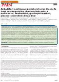 Cover page: Ambulatory continuous peripheral nerve blocks to treat postamputation phantom limb pain: a multicenter, randomized, quadruple-masked, placebo-controlled clinical trial