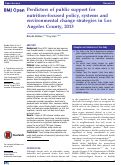 Cover page: Predictors of public support for nutrition-focused policy, systems and environmental change strategies in Los Angeles County, 2013