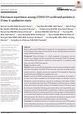 Cover page: Disclosure experience among COVID‐19‐confirmed patients in China: A qualitative study