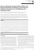 Cover page: How Can Nutrition Research Better Reflect the Relationship Between Wasting and Stunting in Children? Learnings from the Wasting and Stunting Project