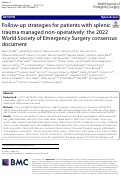 Cover page: Follow-up strategies for patients with splenic trauma managed non-operatively: the 2022 World Society of Emergency Surgery consensus document.