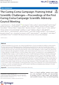 Cover page: The Curing Coma Campaign: Framing Initial Scientific Challenges—Proceedings of the First Curing Coma Campaign Scientific Advisory Council Meeting