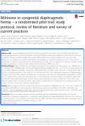 Cover page: Milrinone in congenital diaphragmatic hernia – a randomized pilot trial: study protocol, review of literature and survey of current practices