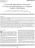 Cover page: A Culturally Appropriate Intervention To Improve Health Behaviors in Hispanic Mother–Child Dyads