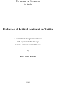 Cover page: Evaluation of Political Sentiment on Twitter