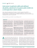 Cover page: Outcomes in patients with and without disability admitted to hospital with COVID-19: a retrospective cohort study.