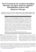 Cover page: Novel treatment for geriatric hoarding disorder: an open trial of cognitive rehabilitation paired with behavior therapy.