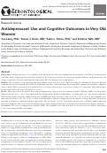 Cover page: Antidepressant Use and Cognitive Outcomes in Very Old Women
