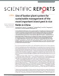 Cover page: Use of banker plant system for sustainable management of the most important insect pest in rice fields in China