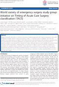Cover page: World society of emergency surgery study group initiative on Timing of Acute Care Surgery classification (TACS)