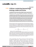 Cover page: Lithium containing layered high entropy oxide structures