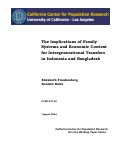 Cover page: The Implications of Family Systems and Economic Context for Intergenerational Transfers in Indonesia and Bangladesh