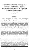 Cover page: Pollution Emission Trading: A Possible Solution to China’s Enforcement Obstacles in Fighting Against Air Pollution?