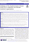 Cover page: Validation of the Implementation Climate Scale (ICS) in substance use disorder treatment organizations