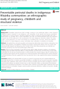 Cover page: Preventable perinatal deaths in indigenous Wixárika communities: an ethnographic study of pregnancy, childbirth and structural violence.
