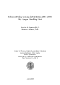 Cover page: Tobacco Policy Making in California 2001-2003: No Longer Finishing First