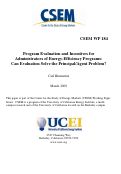 Cover page: Program Evaluation and Incentives for Administrators of Energy-Efficiency Programs: Can Evaluation Solve the Principal/Agent Problem?