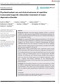 Cover page: Psychostimulant use and clinical outcome of repetitive transcranial magnetic stimulation treatment of major depressive disorder