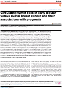 Cover page: Circulating tumor cells in early lobular versus ductal breast cancer and their associations with prognosis.