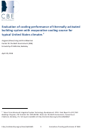 Cover page: Evaluation of cooling performance of thermally activated building system with evaporative cooling source for typical United States climates