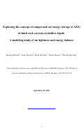 Cover page: Exploring the concept of compressed air energy storage (CAES) in lined rock caverns at shallow depth: A modeling study of air tightness and energy balance
