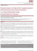 Cover page: Characterization of Vitamin B12 Supplementation and Correlation with Clinical Outcomes in a Large Longitudinal Study of Early Parkinson's Disease.