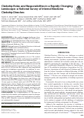 Cover page: Clerkship Roles and Responsibilities in a Rapidly Changing Landscape: a National Survey of Internal Medicine Clerkship Directors