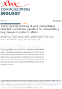 Cover page: Transcriptional profiling of lung macrophages identifies a predictive signature for inflammatory lung disease in preterm infants
