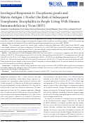 Cover page: Serological Responses to Toxoplasma gondii and Matrix Antigen 1 Predict the Risk of Subsequent Toxoplasmic Encephalitis in People Living With Human Immunodeficiency Virus (HIV).