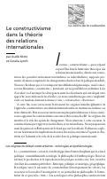 Cover page: Le constructivisme dans la théorie des relations internationales