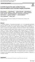 Cover page: Scientific Integrity Principles and Best Practices: Recommendations from a Scientific Integrity Consortium.