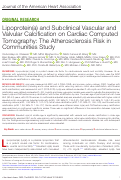 Cover page: Lipoprotein(a) and Subclinical Vascular and Valvular Calcification on Cardiac Computed Tomography: The Atherosclerosis Risk in Communities Study