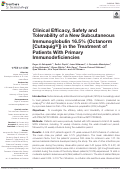 Cover page: Clinical Efficacy, Safety and Tolerability of a New Subcutaneous Immunoglobulin 16.5% (Octanorm [Cutaquig®]) in the Treatment of Patients With Primary Immunodeficiencies.