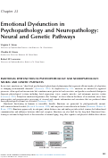 Cover page: Chapter 22 Emotional Dysfunction in Psychopathology and Neuropathology Neural and Genetic Pathways